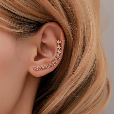 China High Quality Popular Fashion Non-pierced Personalized Retro Five-pointed Stud Earrings Luxury Elegant Metal Star Clips for sale