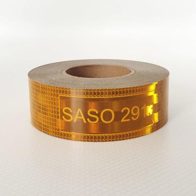 China Geel gemetalliseerde SASO 2913 Prismatische Retro Reflectieve Tape Sticker Te koop