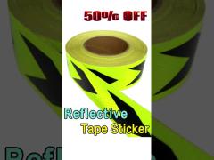 Fluorescent Yellow Green Black Arrow Adhesive Prismatic Reflective Warning Tape