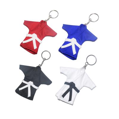 China Custom Mini Judo Uniform Karate Taekwondo Belt Gift Promotion Cloth Martial Arts Key Chain for sale