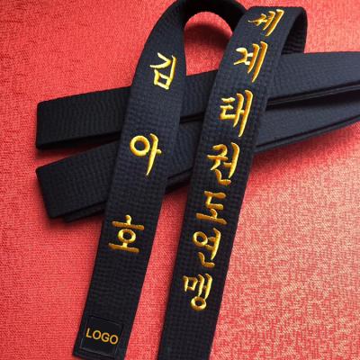 China Black 100% Cotton Martial Arts Embroidery Karate Master Belt for sale