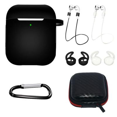 China Anti-drop silicon 7 in 1 Anti-lost Storage Box Cover Device Case For AirPods For Airpods 1 2 Wireless Earphone Kit Holder Strap for sale