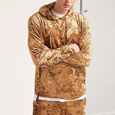 China Custom Anti-Wrinkle Mens Velvet Hoodie Pullover Crushed Velvet Hoodie for sale