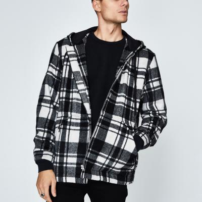 China Anti-Wrinkle Men Zipper Closure Wool Anorak Jacket Casual Plaid Hoodie for sale