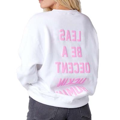 China Custom Crewn Cotton Terry Sweater Anti-Wrinkle Female Sweater 100% French Crewn Neck 3d Puff Print Sweatshirt For Women for sale