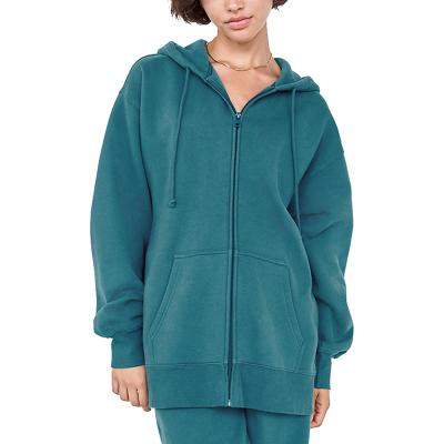 China Anti-wrinkle Zipper High Quality Cotton Women Oversized Fleece Zip Up Hoodie Custom for sale