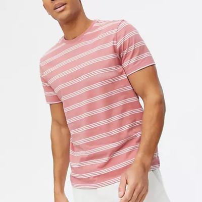 China High Quality Anti-wrinkle Men's Summer T-shirt Fashion Stripe Design Mens Stripe Fashionable Slim Fit T Shirt for sale