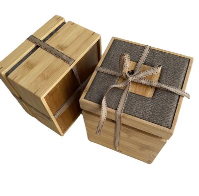 China Handmade factory customized eco-friendly bamboo box with laser engraved logo gift packaging box wholesale for sale