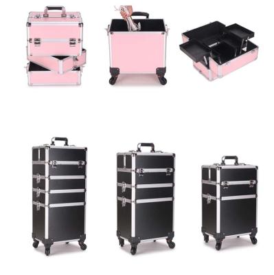 China Custom Style Pink Color Or Black Color Plus Size Salon Carry Case Customize Aluminum Make Up Case Cosmetics Case for sale