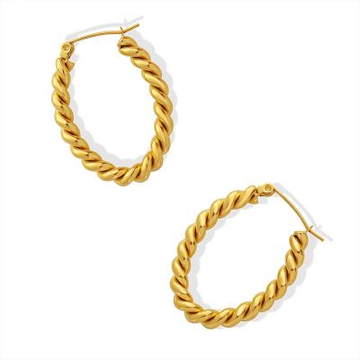 China High Quality Statement Earrings 18k Gold Plated Lightweight Twisted Circles Earring For Women Girls for sale