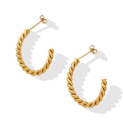 China High Quality Designer Earrings Popular Brands Gold Filled Twisted Rope Around Circle Earrings for sale