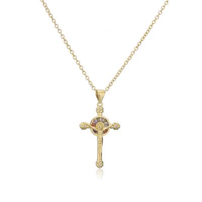 China Environmental Friendly Gold Plated Jesus Crucifix Cross Necklace Pendant For Women Men for sale