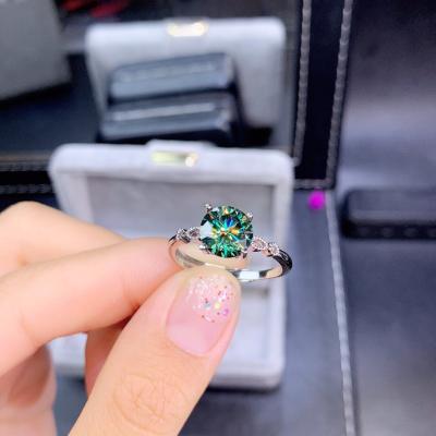 China 2022 high quality new product ideas beauty halo green moissanite open rings for women for sale