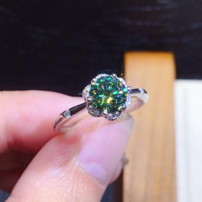 China High quality woman rings luxury green diamond moissanite rings adjustable jewelry wedding bands for sale