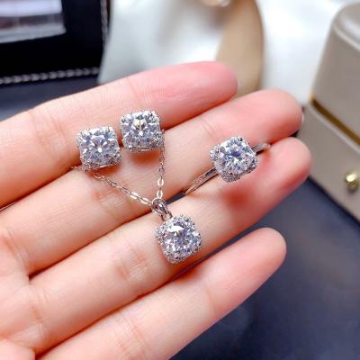 China High Quality Fantasy Sliver Necklace Earring Open Ring 3 Sets Jewelry For Women for sale