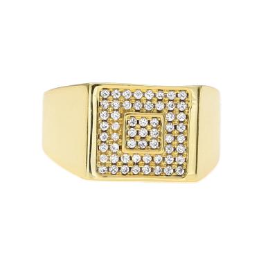 China High Quality Hip Hop Unisex Ring Yellow Zircon Micro Square Diamond Ring For Male Men for sale