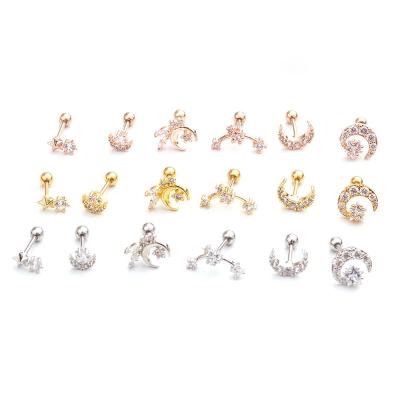 China FASHIONABLE Ear Helix Tragus Jewelry Stainless Steel CZ Stainless Steel Cartilage Stud Earring Piercing Small for sale