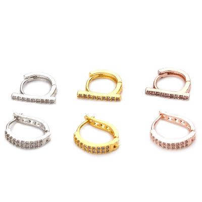 China Trendy Easy CZ Sparkle Cubic Zirconia Cuff Huggie Earrings Cuff Stud Circle Earrings for sale