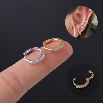 China Fashion Body Jewelry Mini Small CZ Helix Huggies Cartilage Crystal Round Ear Cuffs Hoop Easy Earrings for sale