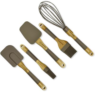 China Dropshipping Sustainable WOODEN Set Silicone Baking and Baking Kitchen Tools Cookware Set BBQ Kitchen Gadgets for sale