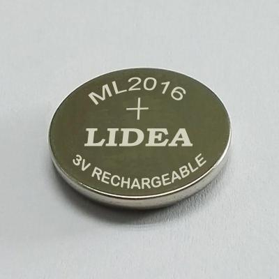 China ML2016 Lithium rechargeable button cell for sale