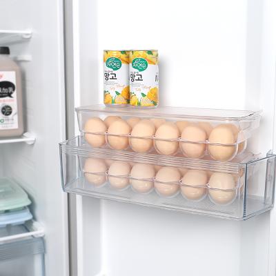 China Plastic Viable Egg Container Refrigerator Kitchen Racks Egg Storage Box Container 12 Trays With Lid for sale