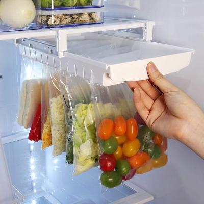 China Safe Storage Holders Racks Kitchen Zipper Fridge Organizer Hanging Refrigerator Storage Organizer Food Stand Viable Hanger for sale