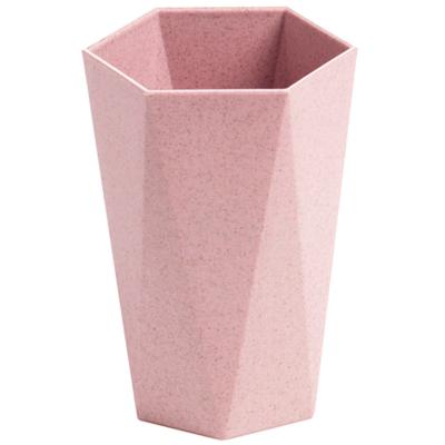 China Bathroom Accessories Sustainable Wheat Straw Plastic Toothbrush Cup Water Bottle for sale