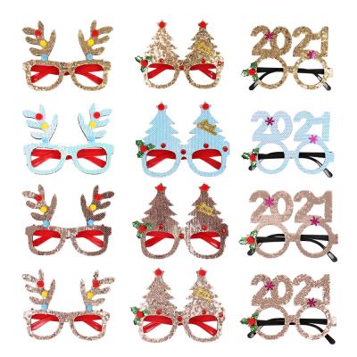 China Cheap Promotional Holiday Decoration Christmas Tree Party Happy Birthday Sunglasses Cloth Glass Frames For Xmas Party Decoration for sale