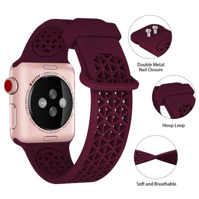 China Wholesale Replacement Rubber Watch Band For Apple Watch Silicone Sport Wrist Belt Straps Watch Se 6 for sale