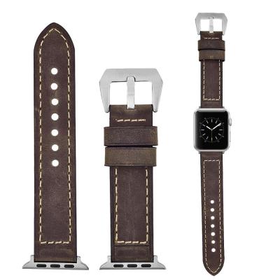 China Classic Fashion 38mm/42mm Watch Band Strap Metal Genuine Leather Buckle For Apple iWatch Band for sale