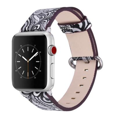 China Hot Selling 42mm 44mm New Printing Non-Specific Soft PU Leather Watch Strap For Apple Watch Series 4/3/2/1 for sale