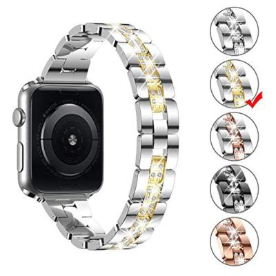 China For Apple Watch Band Rhinestone Diamond Rhinestone Alloy Link Bracelet Metal Bling Watchband For Apple Watch Se 6 Steel 5 4 3 2 1stainless for sale