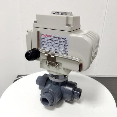 China General PVC 3 Way Electric Actuator Ball Valve for sale