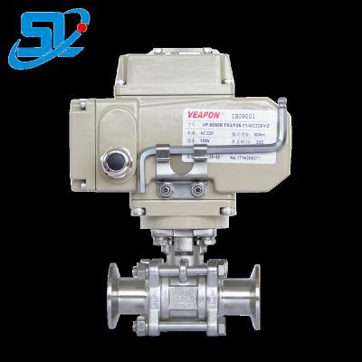 China General Motorized Stainless Steel 3/4 Flange End Two Way Ball Valve Normally Open For Wine Fruit Juice for sale