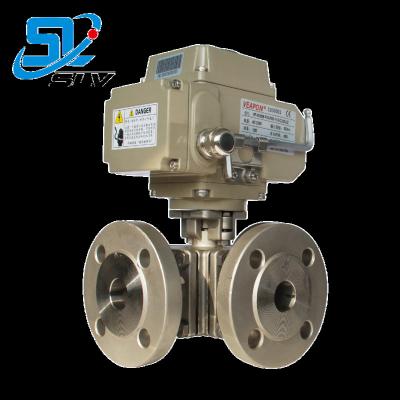 China VEAPON General Stainless Steel Electrical Flange Three Way Ball Valve for sale