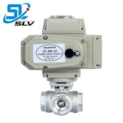 China OEM Factory Price General China Stainless Steel Port Ball Valve 220V Electric Actuated 3 Way T Or L DC For Water Oil Gas for sale