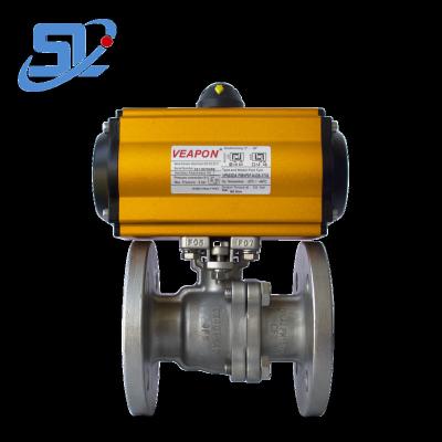 China Stainless Steel General Flange VEAPON Pneumatic Ball Valve for sale