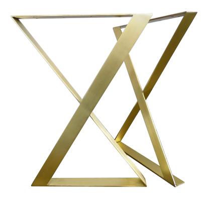 China Modern X Shape Metal Steel Dining Table Legs Coffee Table Legs Metal Steel Legs For Bench Desk Shiny Gold Brass Contemporary Table Legs for sale