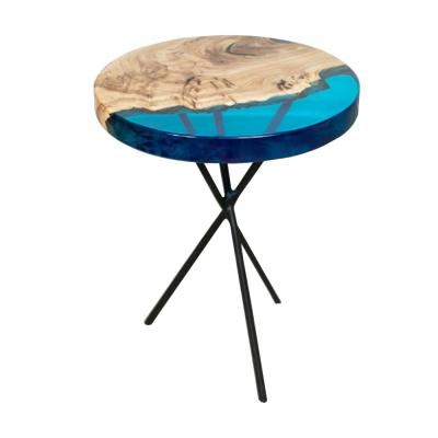 China 2021 Creative River Strong Desk Bedside Cafe Table Top Resin Tables OEM ODM Epoxy Resin Hairpin Metal Furniture Base With Round Table for sale