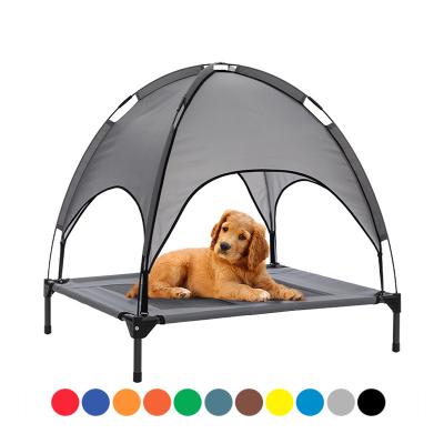 China Breathable Lower Price Portable Chew Proof Raised Waterproof Easy To Carry Pet Folding Outdoor Elevated Dog Bed With Canopy for sale