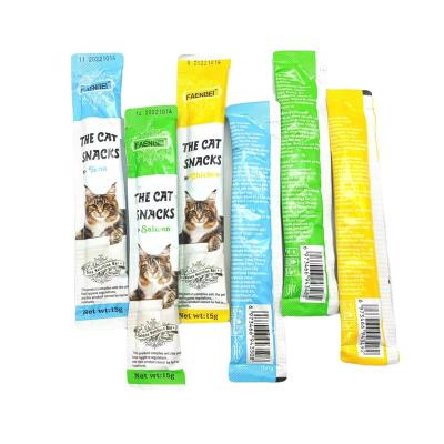 China Digestive health Factory Sale 15g Cat Wet Food Sticks Wholesale Cat Pet Kittens Snacks 3 Flavors Delicious Cat Strips for sale