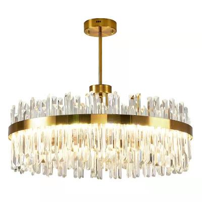 China Modern Round Gold Chandelier Hanging Light Nordic Led Modern Luxury K9 Crystal Chandelier Best Quality Indoor Home Pendant Lamp for sale