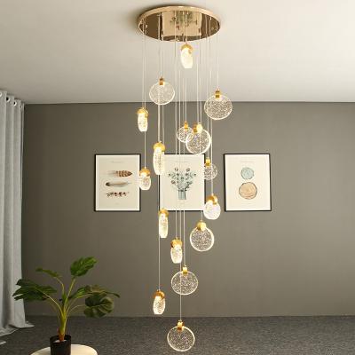 China Modern Luxury Crystal Lamp LED Villa Hotel Long Chandelier Lamp Staircase Postmodern Style for sale