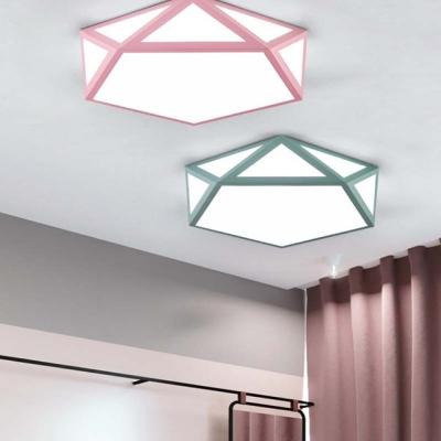 China Modern Star Pentagon Ceiling Lamp Indoor Decorative Lighting Dimmable Led Hollow Mail Black Green Pink for sale