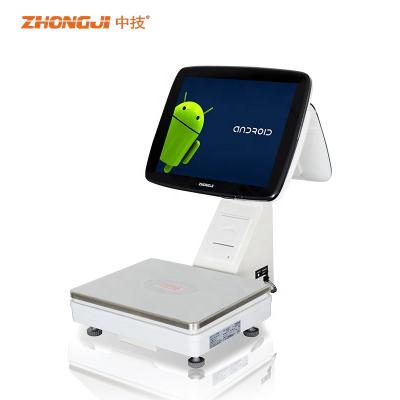 China 30kg Double Screen Android Cash Register Position Scale System With Printer For Restaurant, Store Shop ZJ-AS15BD for sale