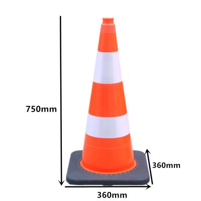 China Road Warning 750*360*360MM High Quality Soft Flexible PVC Road Safety Traffic Warning Red Reflective Cone for sale