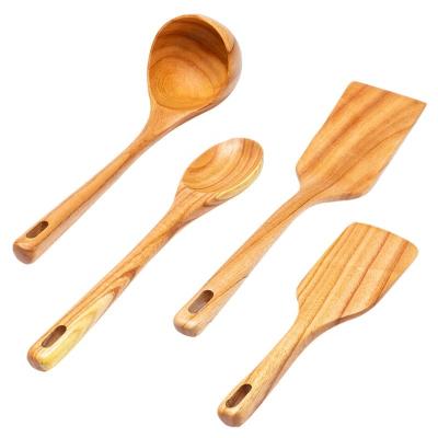 China Sustainable Amazon wooden kitchen spoons utensils high quality wooden kitchen spatula spoon cooking tools for sale