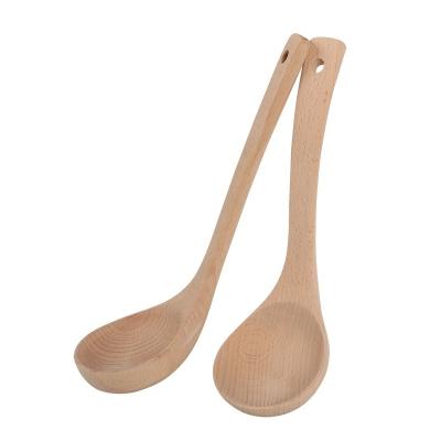 China Sustainable Serving soup beech wood spoon commercial large wooden dishes and wood spoon for sale