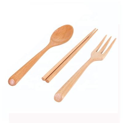 China Sustainable Wholesale wooden cutlery set spoon fork chopsticks travel set with box for sale